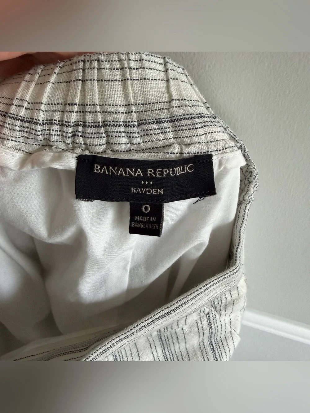 Banana Republic Hayden White and Black Striped Linen Blend Pants